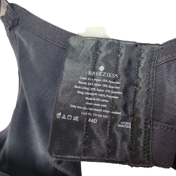 Breezies Black Floral Women's Wireless Bra 44D - Picture 6 of 10